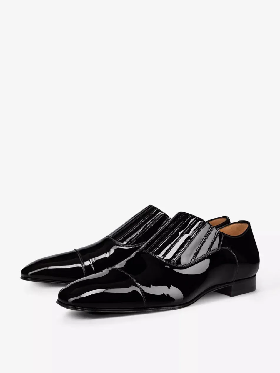 $1,050 CHRISTIAN LOUBOUTIN - *GREG ON* Black Patent Leather Loafers - 10.5 US (43.5)