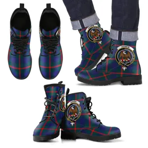 Agnew Modern Tartan Clan Badge Leather Boots