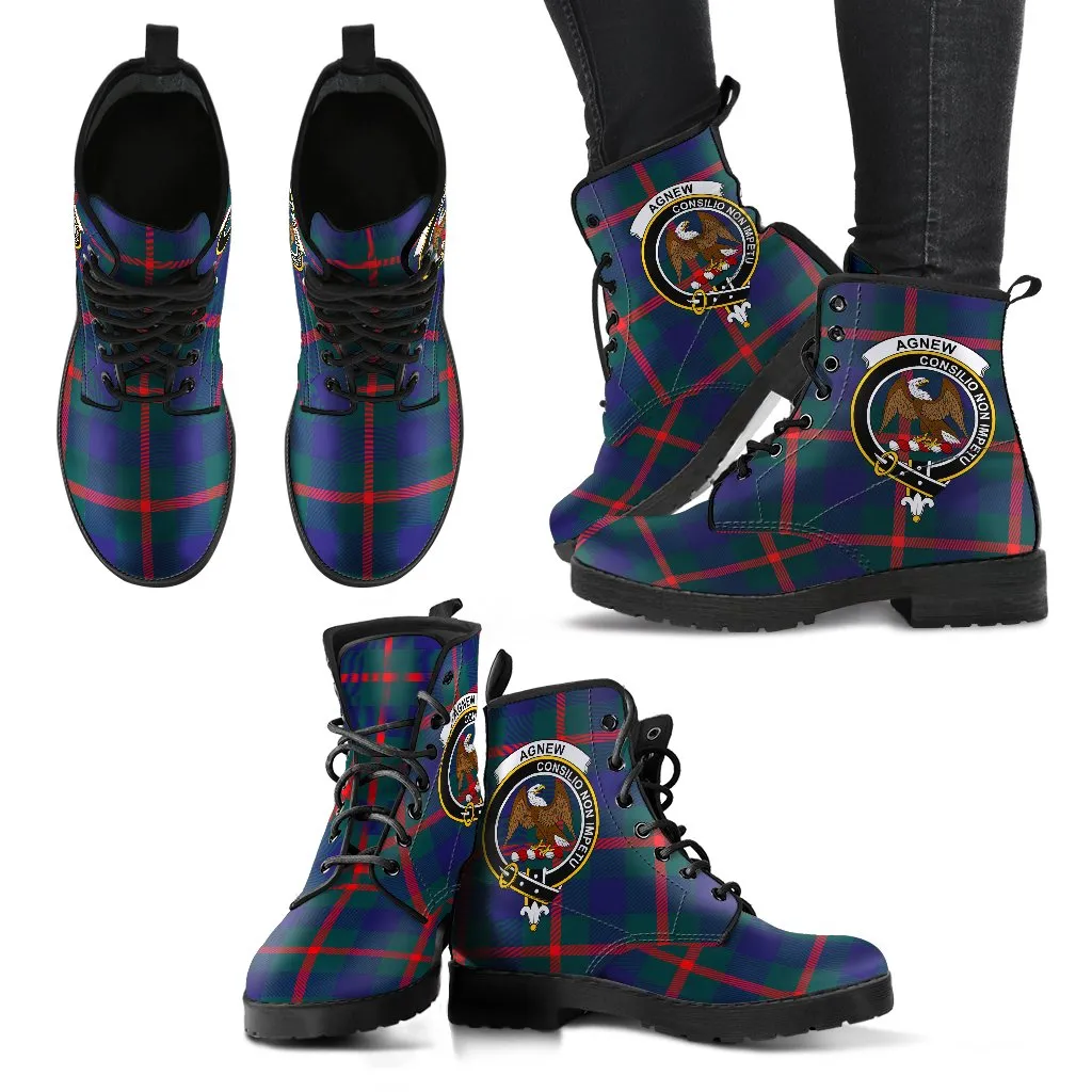 Agnew Modern Tartan Clan Badge Leather Boots