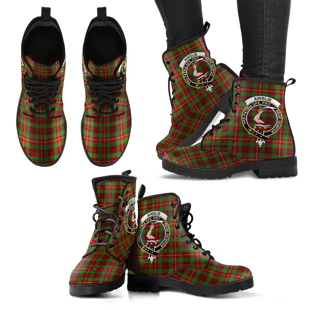 Ainslie Tartan Clan Badge Leather Boots