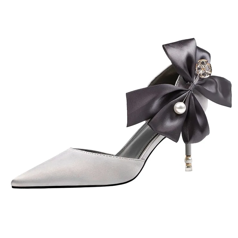 Amozae-2024 Women Luxury Wedding Bridal Pumps Female 7cm 10cm High Heels Bridal Low Heels Satin Scarpins Lady Stiletto Valentine Shoes