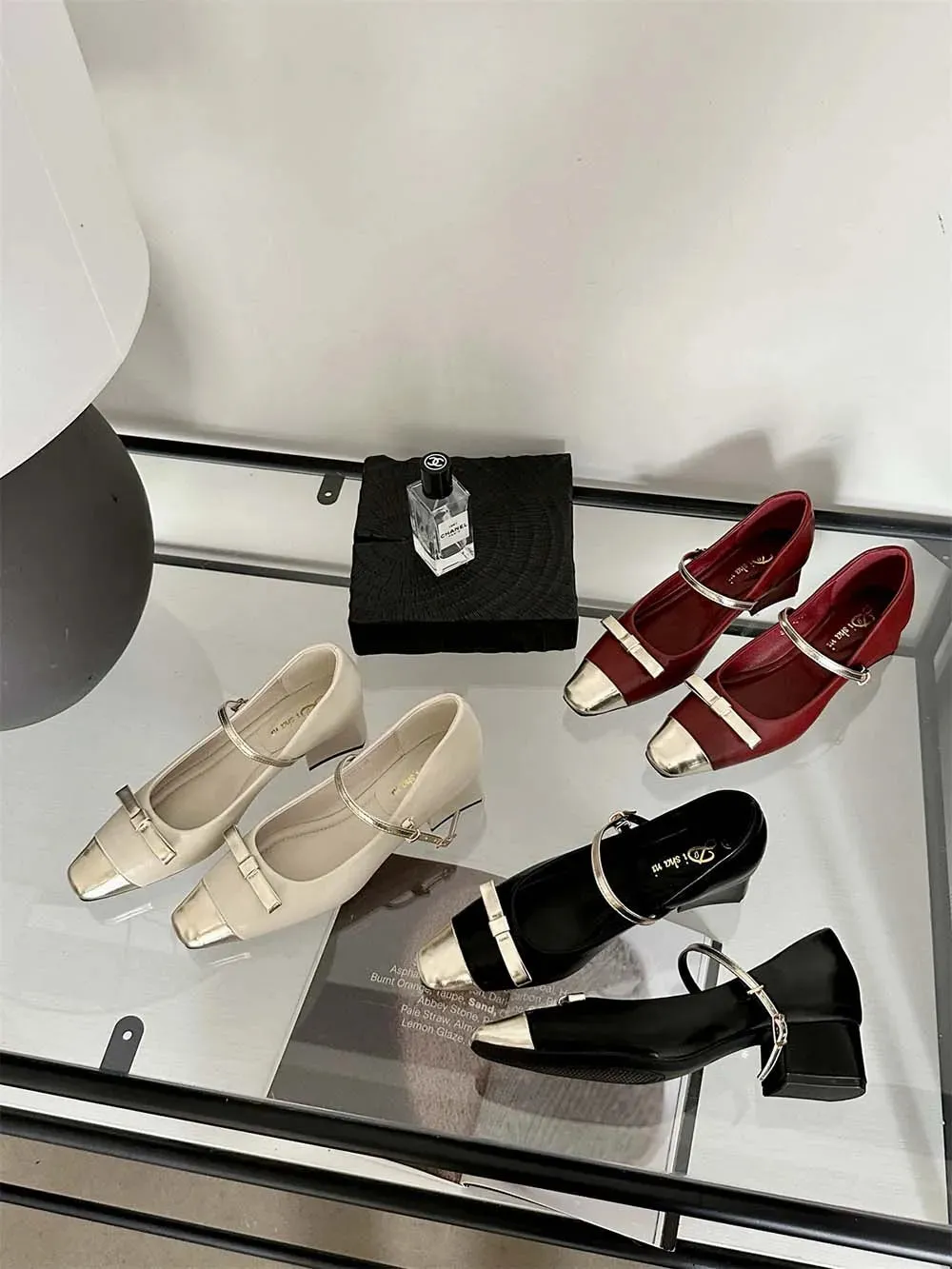 binfenxie  -  Patent Leather Women Loafers Daily Shoes Bow design Black Red White Flat Mid Heeled Dress Shoes Woman Slip On Party Pumps 35-39