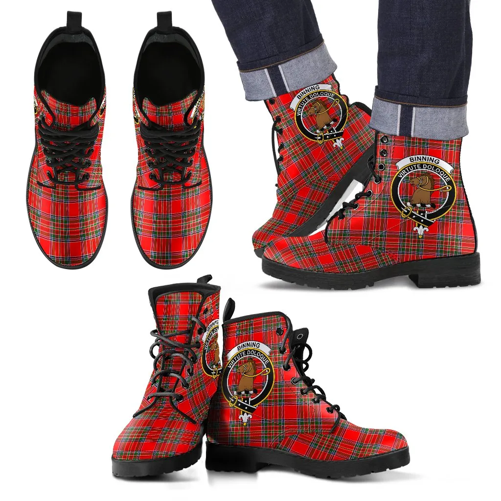Binning Tartan Clan Badge Leather Boots