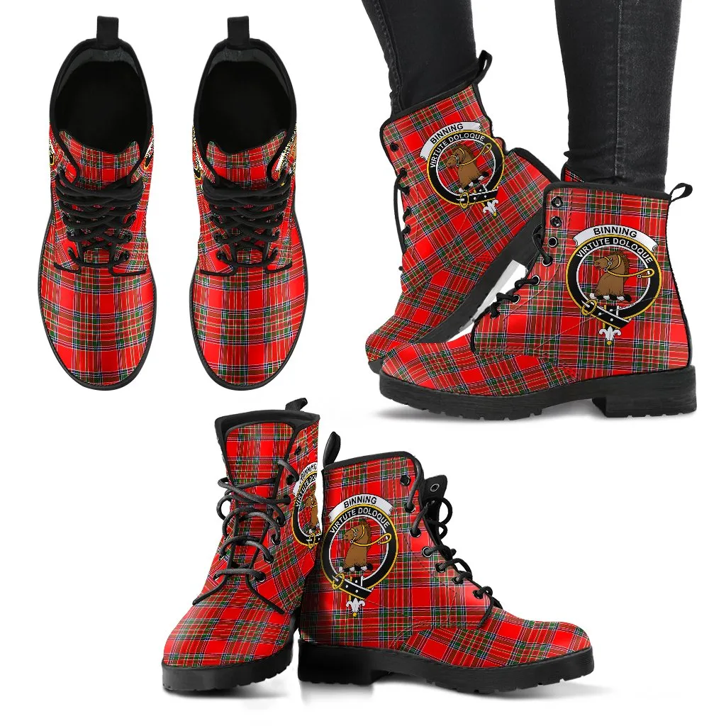 Binning Tartan Clan Badge Leather Boots
