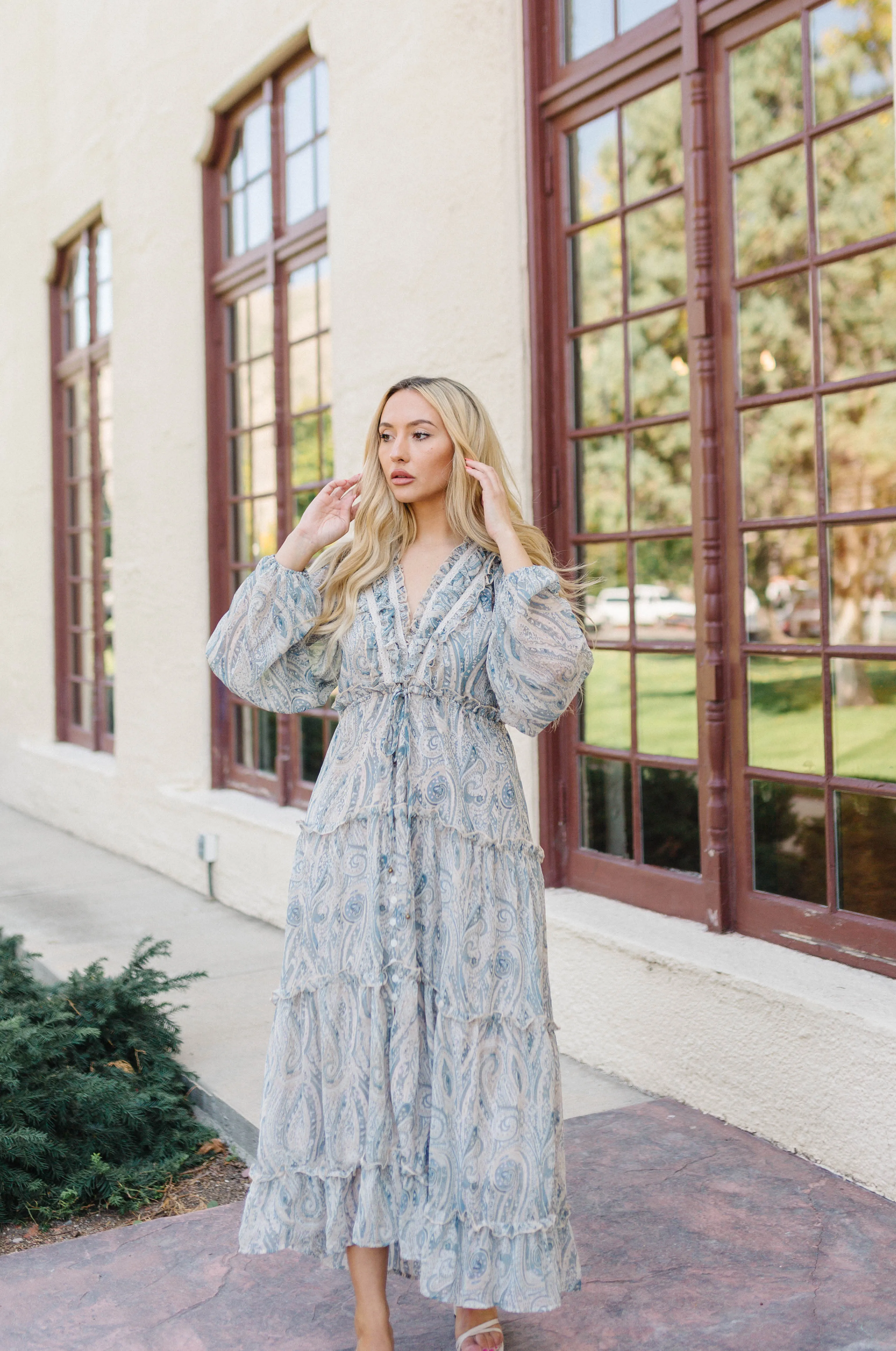 Bohemian Blues Dress - Creamy Blue