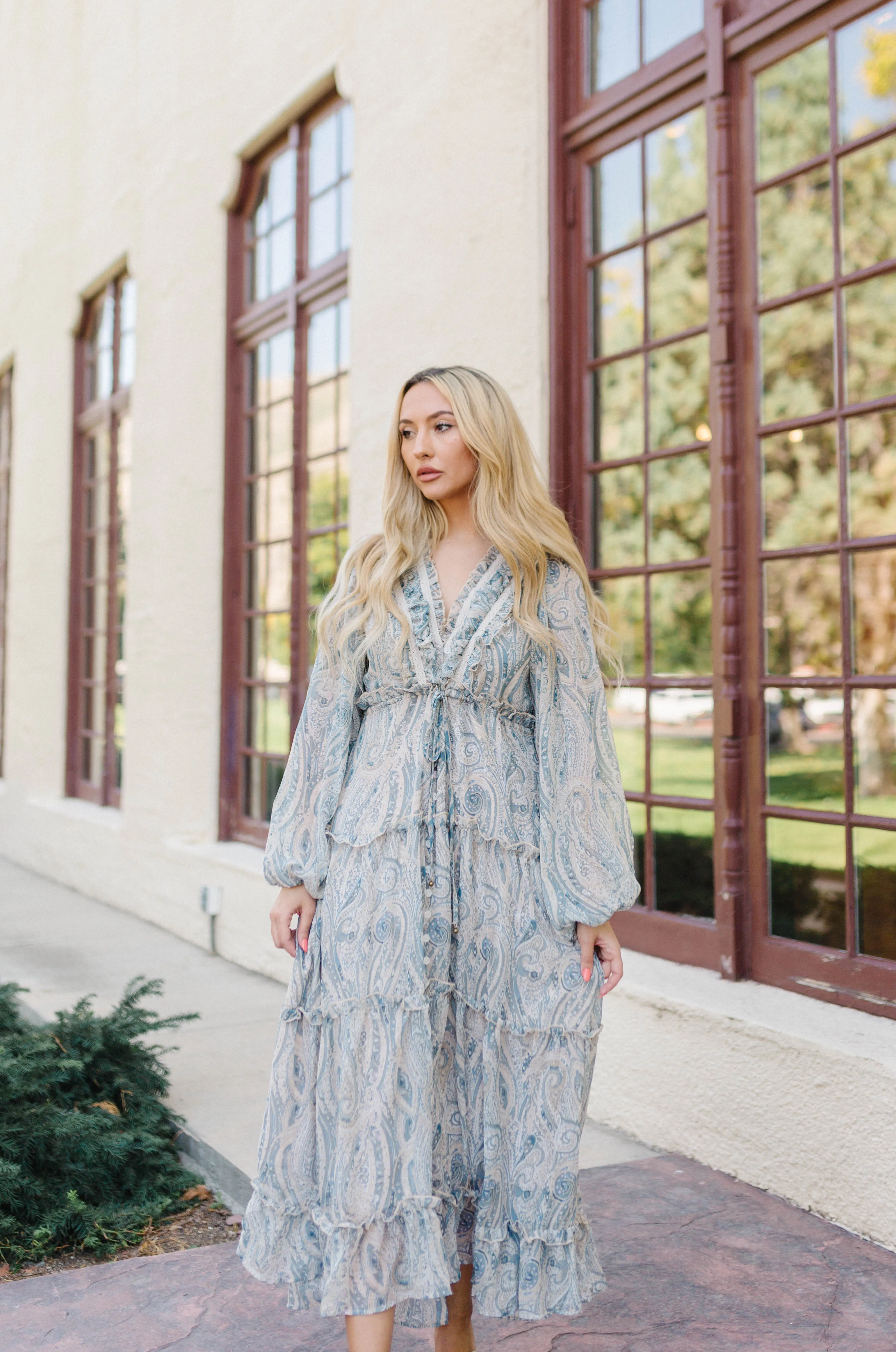 Bohemian Blues Dress - Creamy Blue