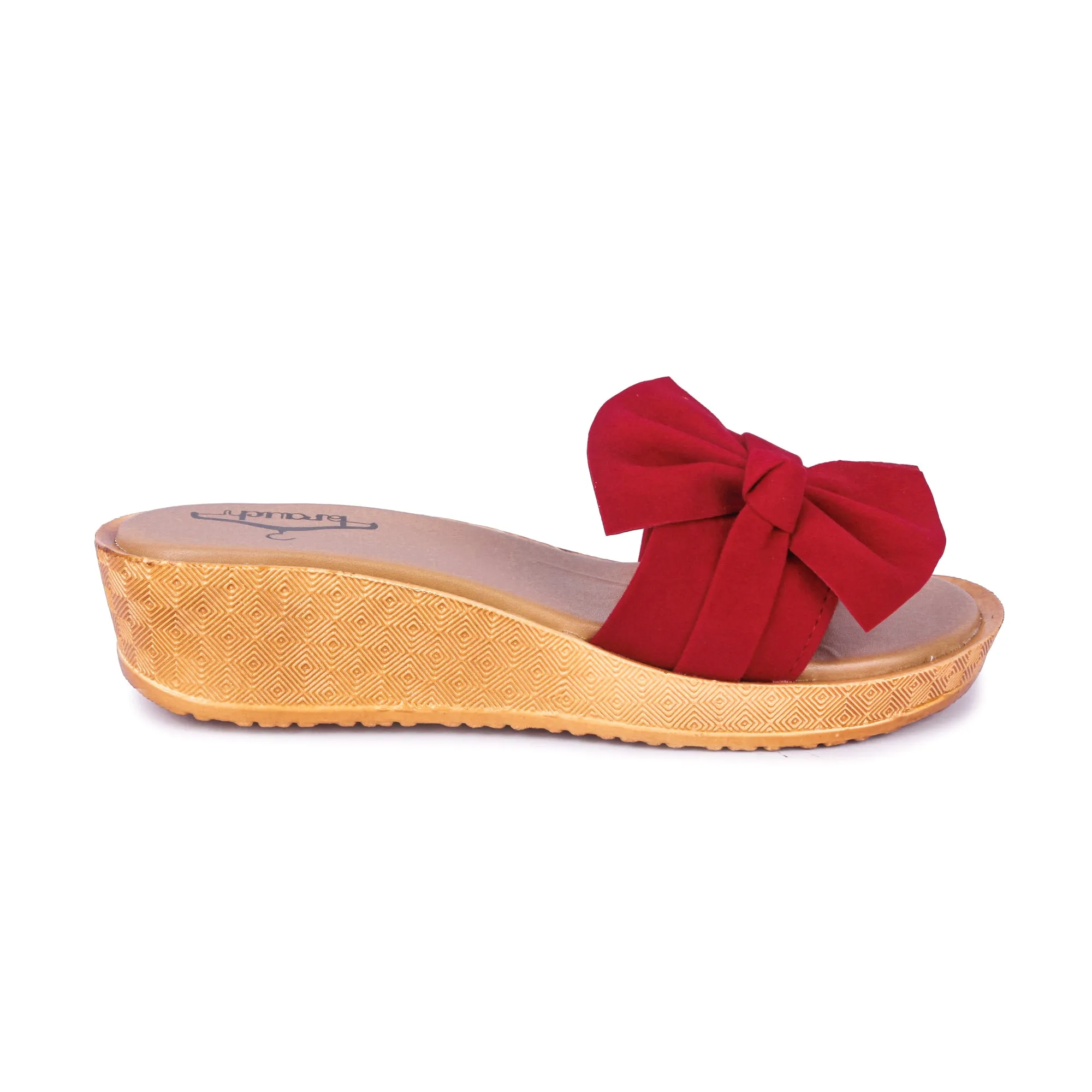 Brauch Women's Red High Sole Bow Wedges