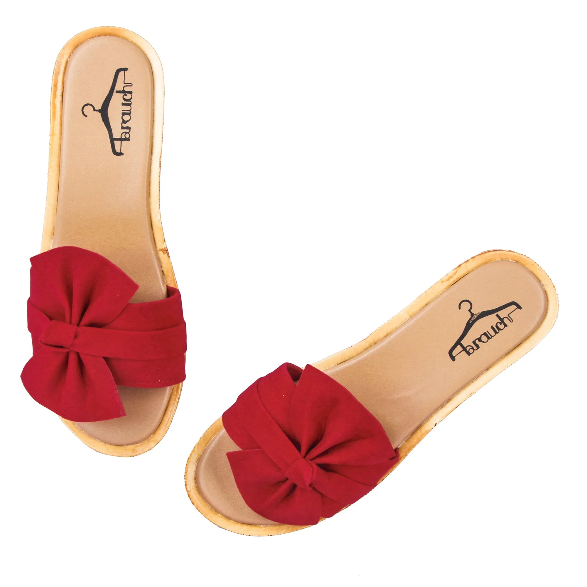 Brauch Women's Red High Sole Bow Wedges