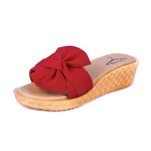 Brauch Women's Red High Sole Bow Wedges
