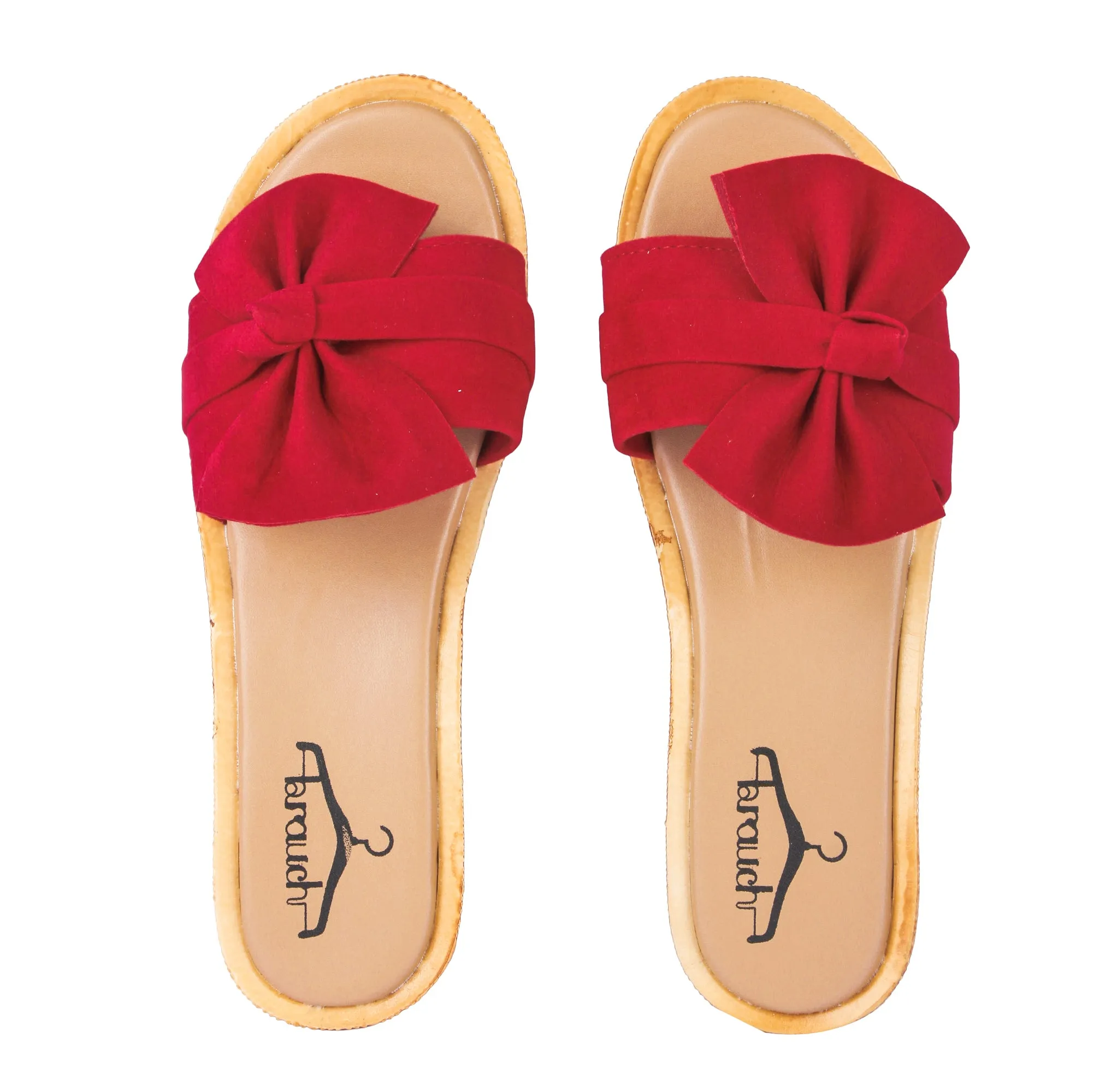 Brauch Women's Red High Sole Bow Wedges