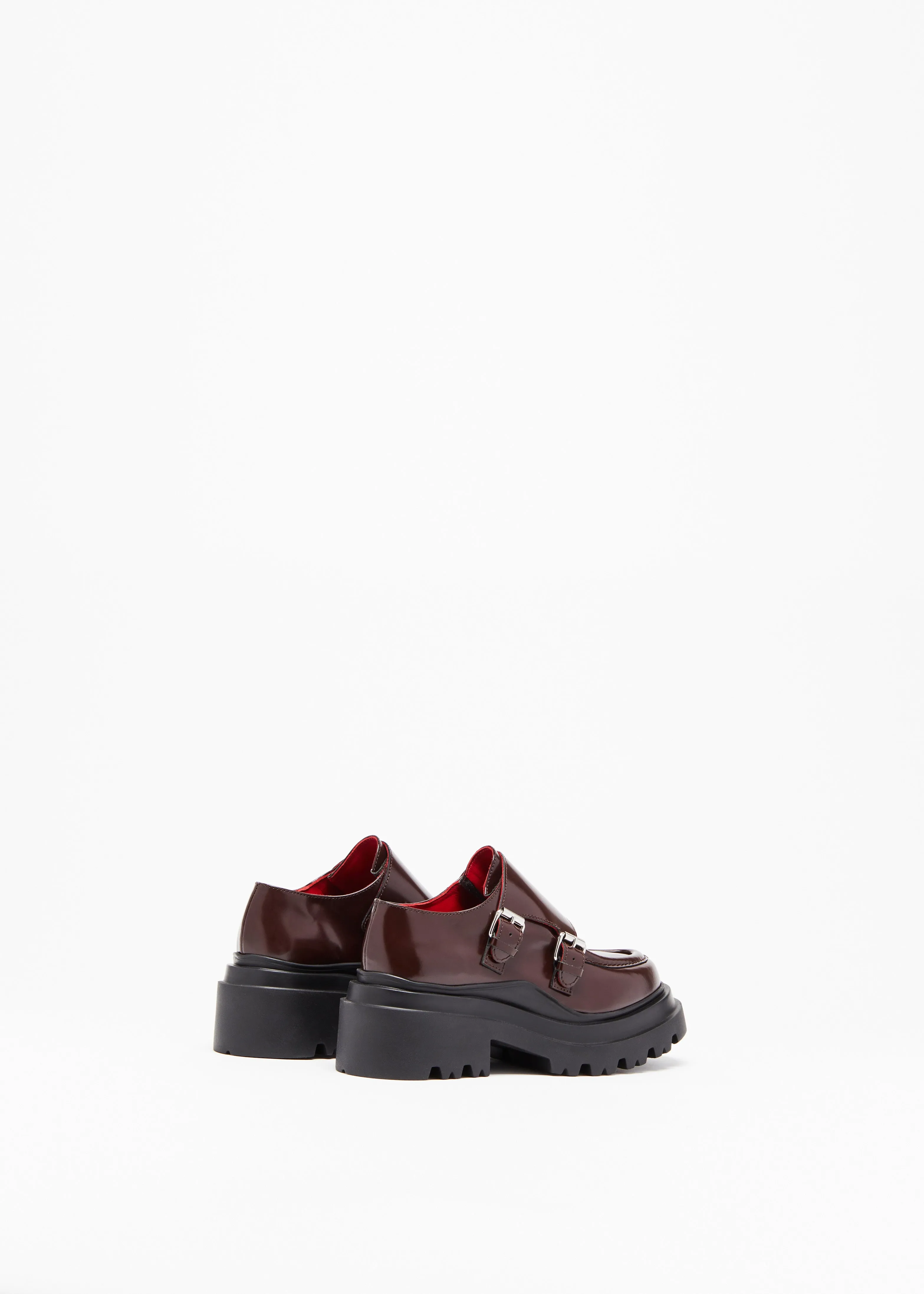 BURGUNDY LEATHER LOAFERS WITH BUCKLES