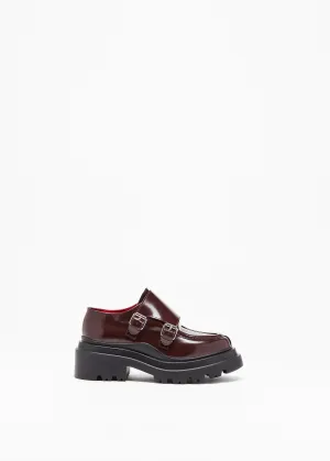 BURGUNDY LEATHER LOAFERS WITH BUCKLES