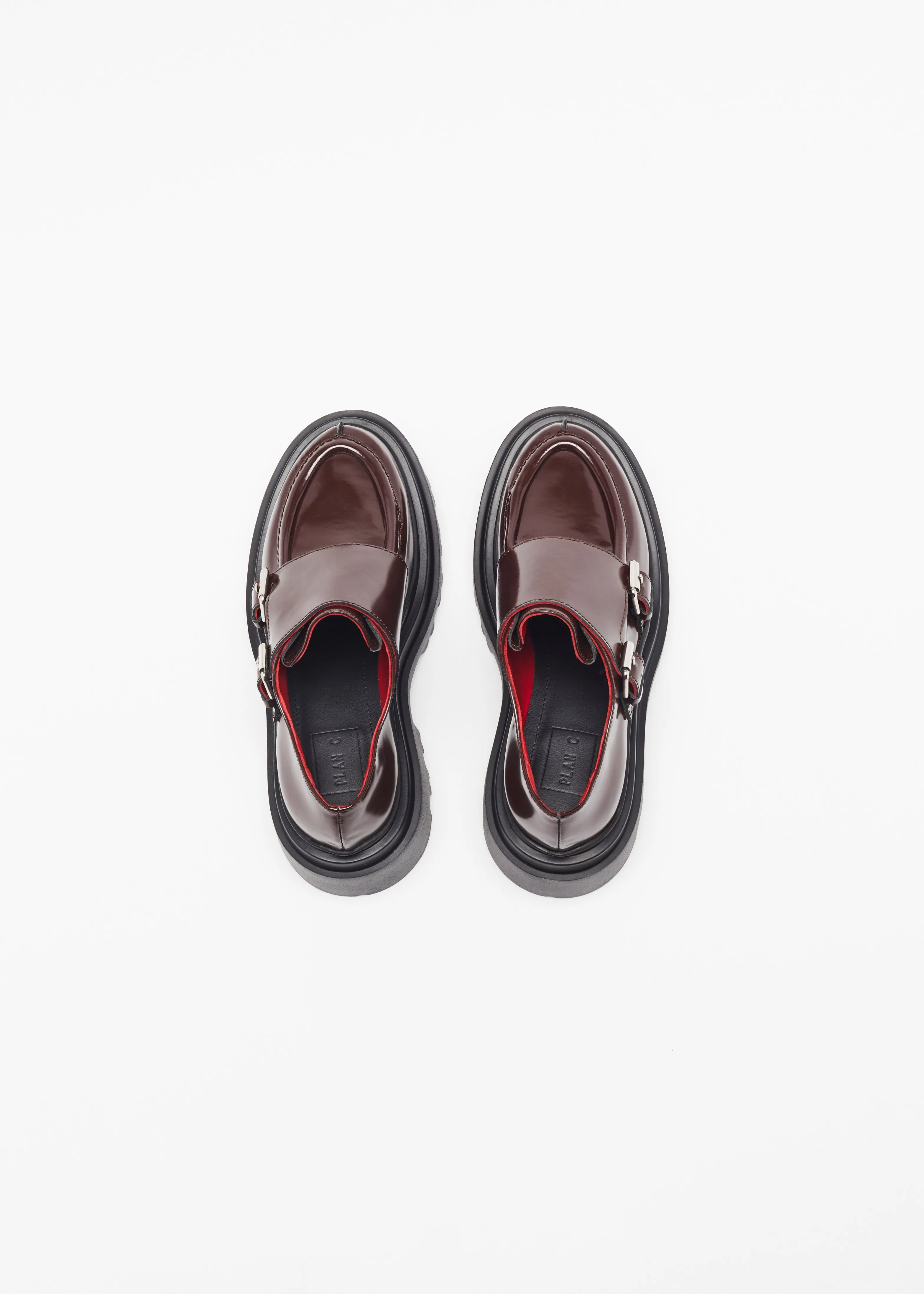 BURGUNDY LEATHER LOAFERS WITH BUCKLES