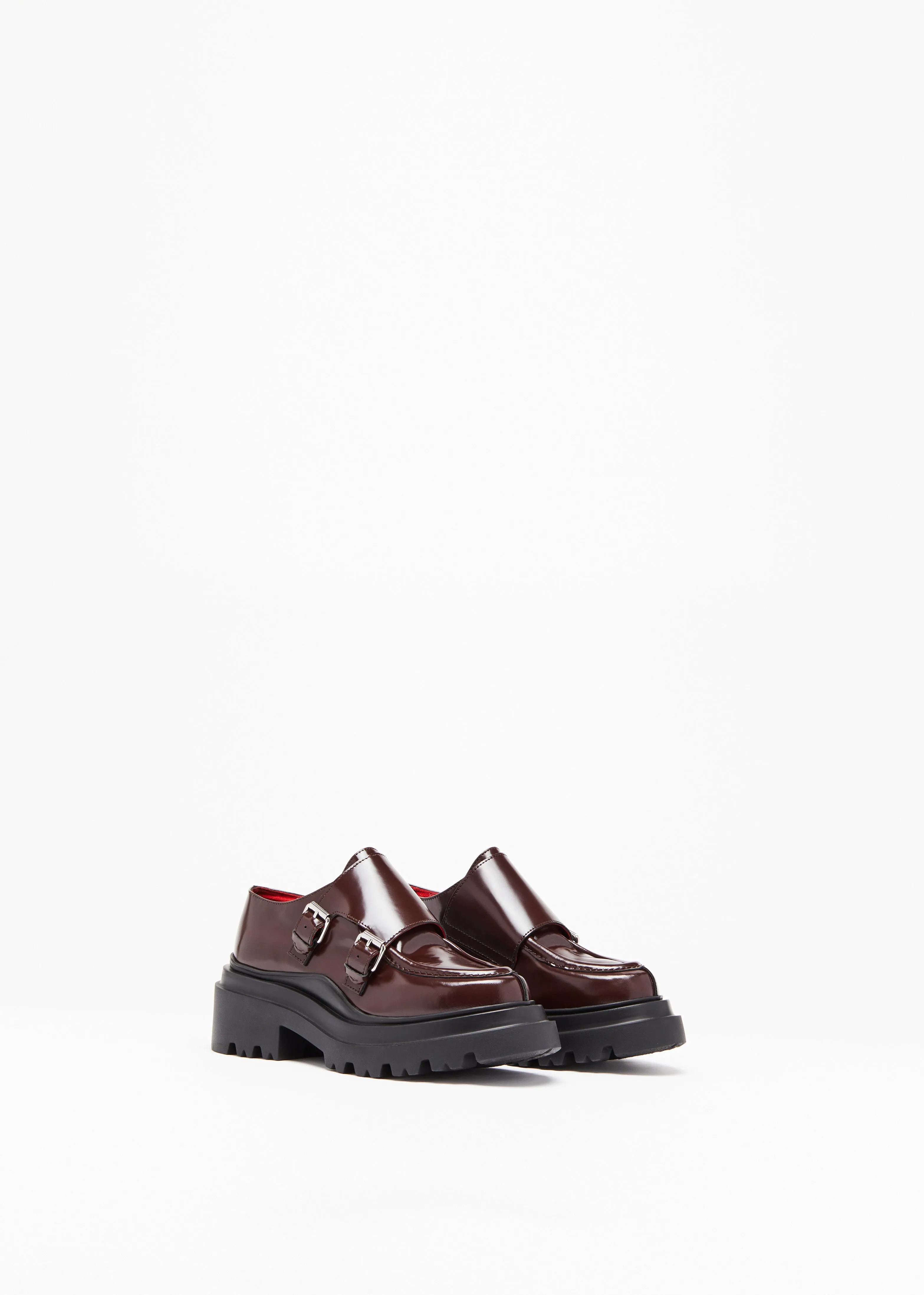 BURGUNDY LEATHER LOAFERS WITH BUCKLES