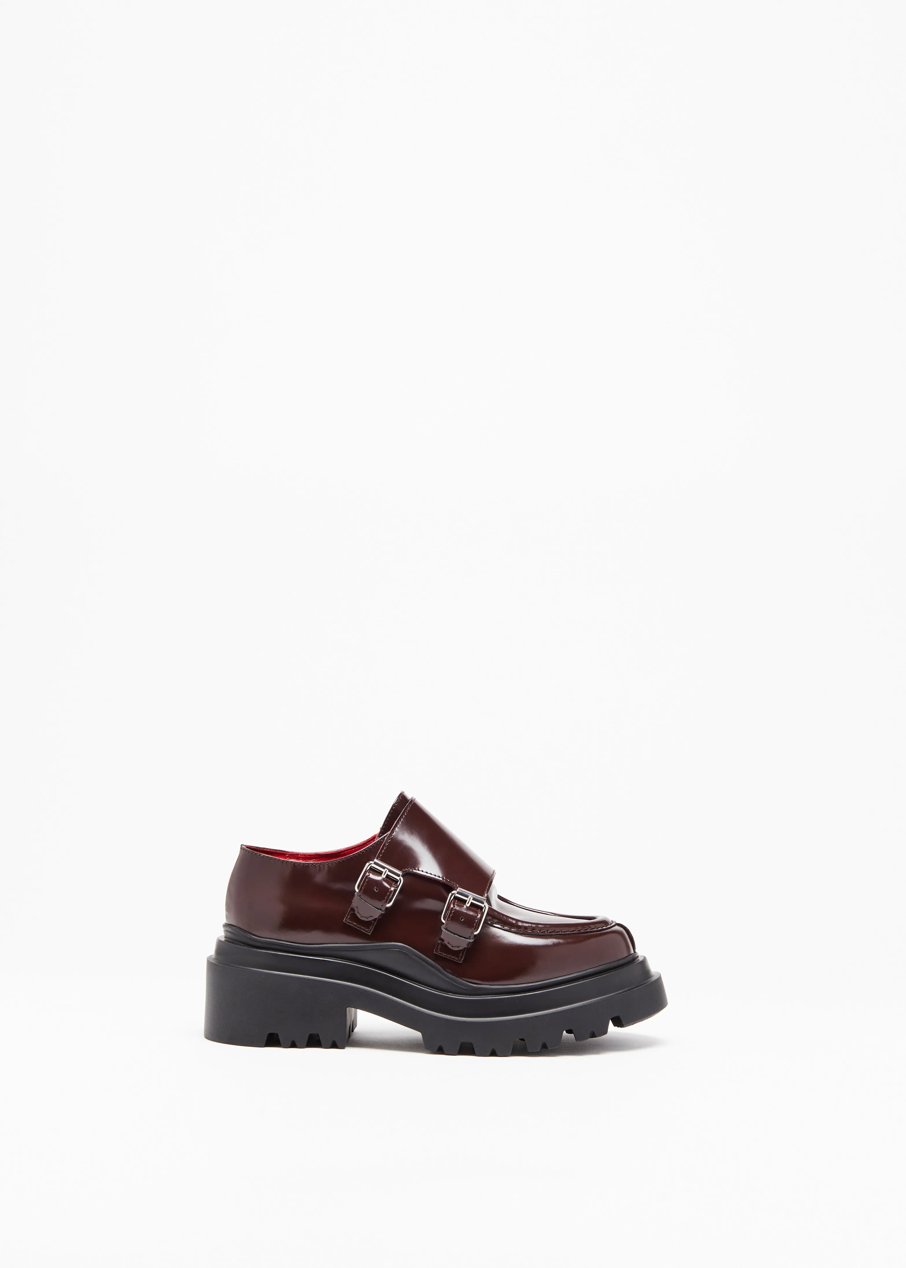 BURGUNDY LEATHER LOAFERS WITH BUCKLES