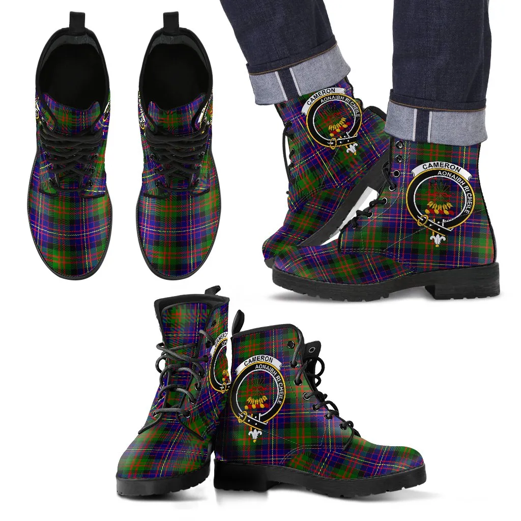 Cameron Tartan Clan Badge Leather Boots