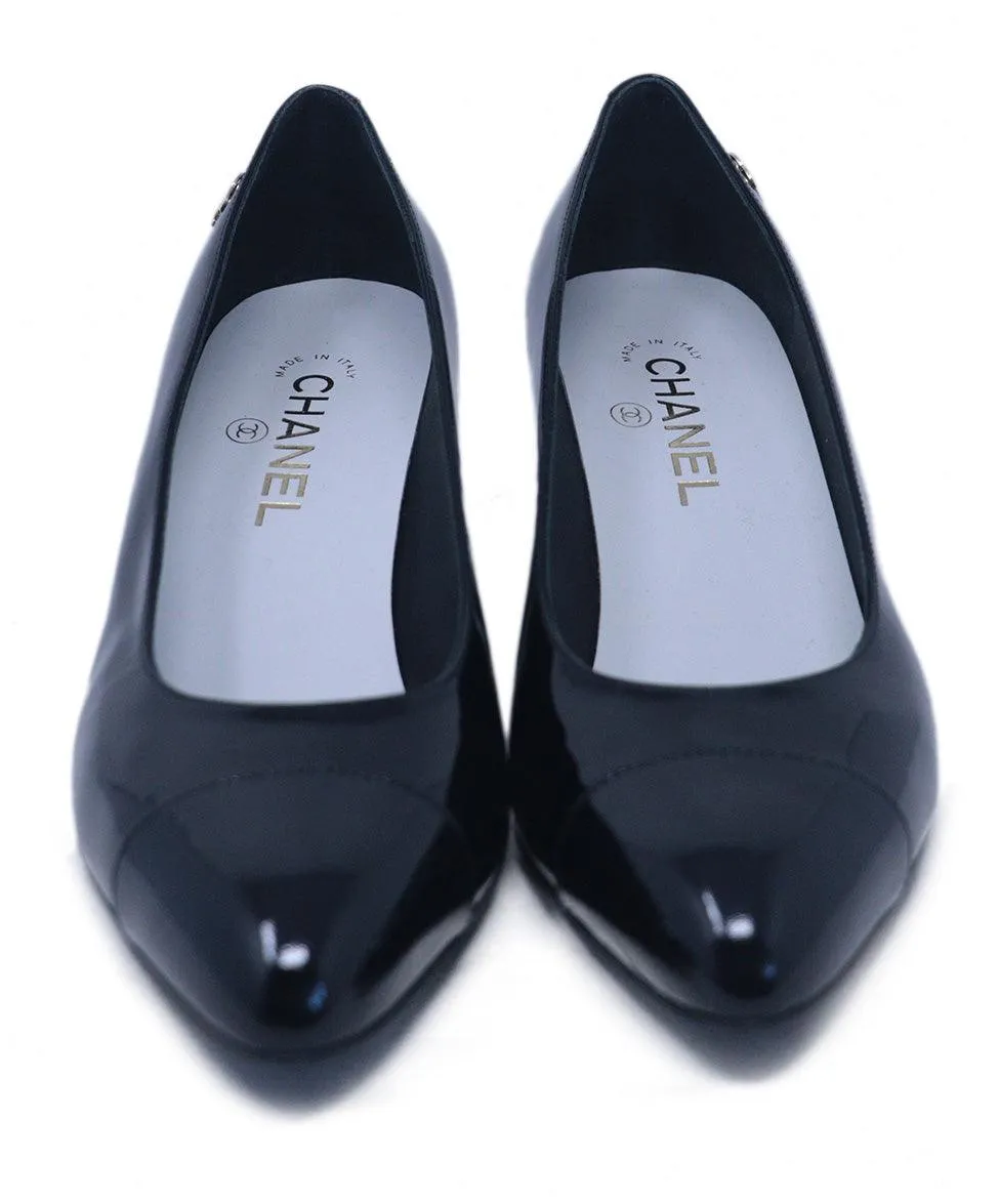 Chanel Black Patent Leather Heels sz 9.5