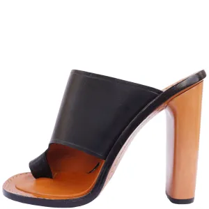 CÉLINE LEATHER SLIDE SANDALS