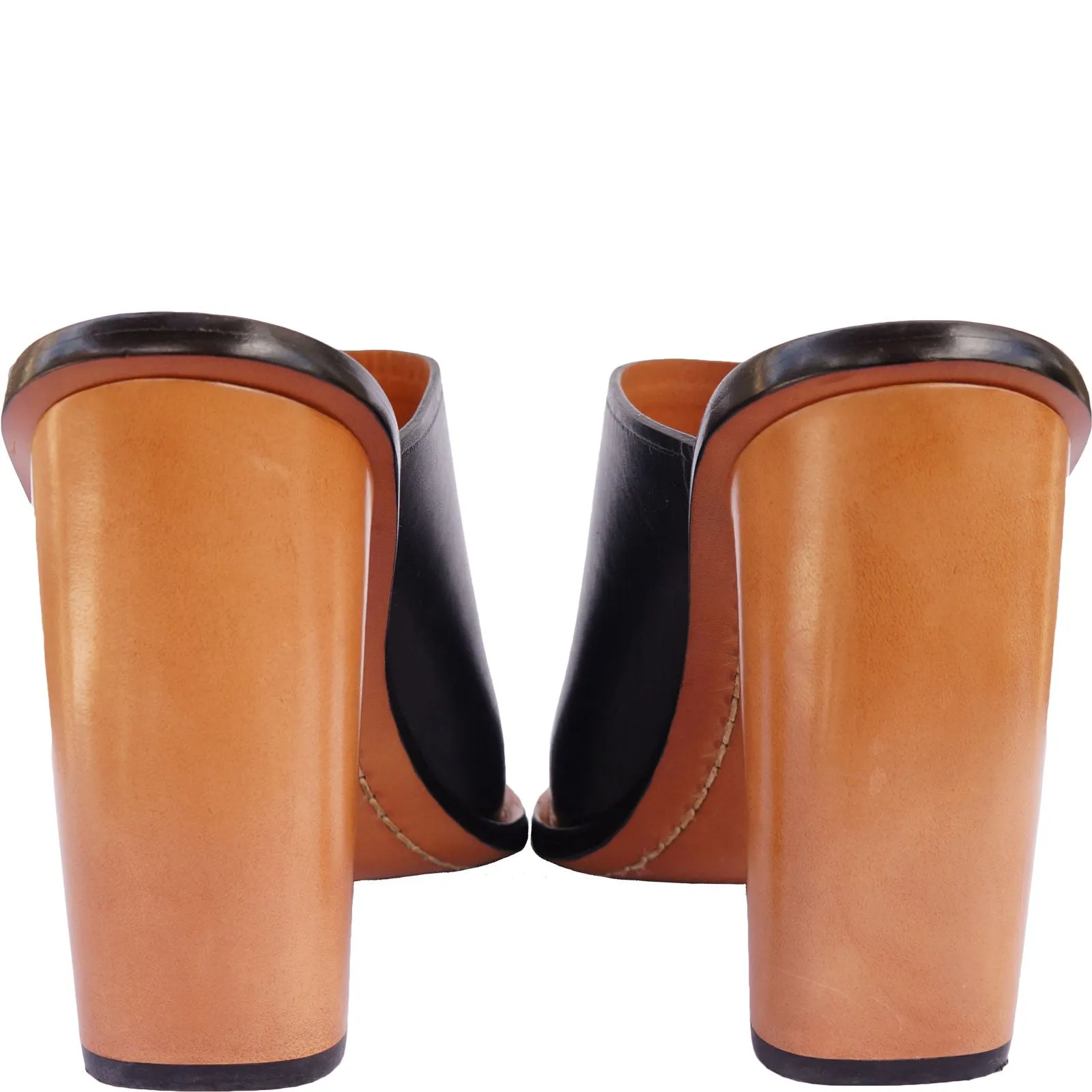CÉLINE LEATHER SLIDE SANDALS