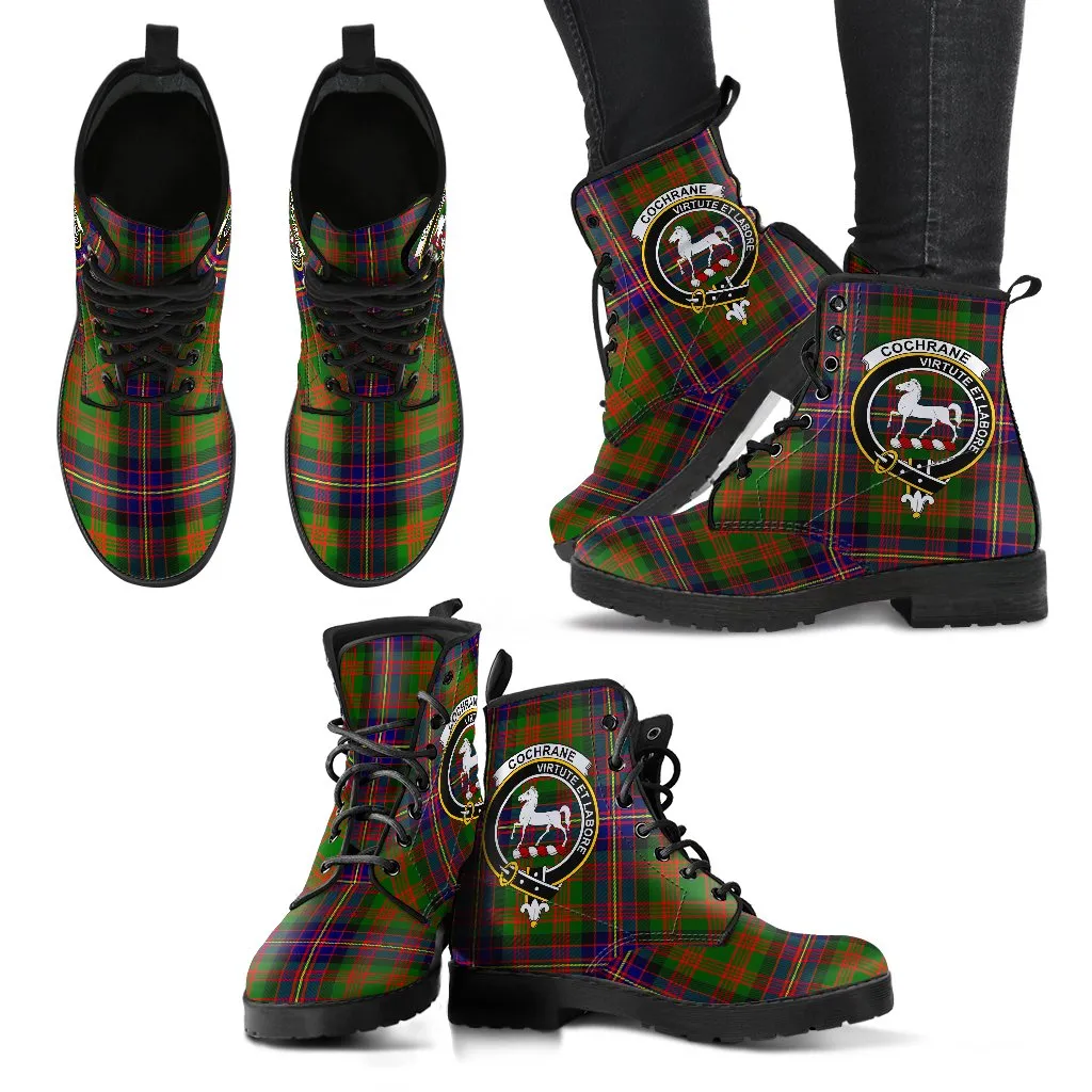Cochrane Modern Tartan Clan Badge Leather Boots