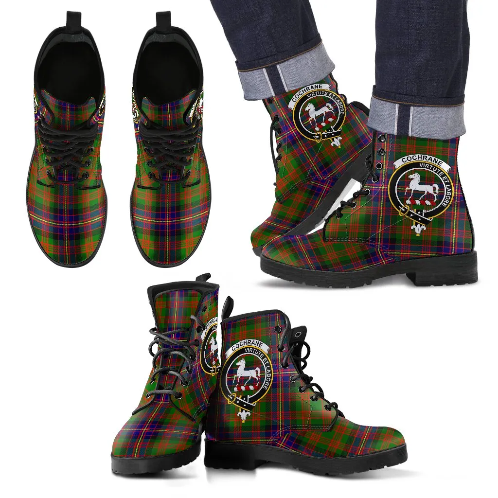 Cochrane Modern Tartan Clan Badge Leather Boots