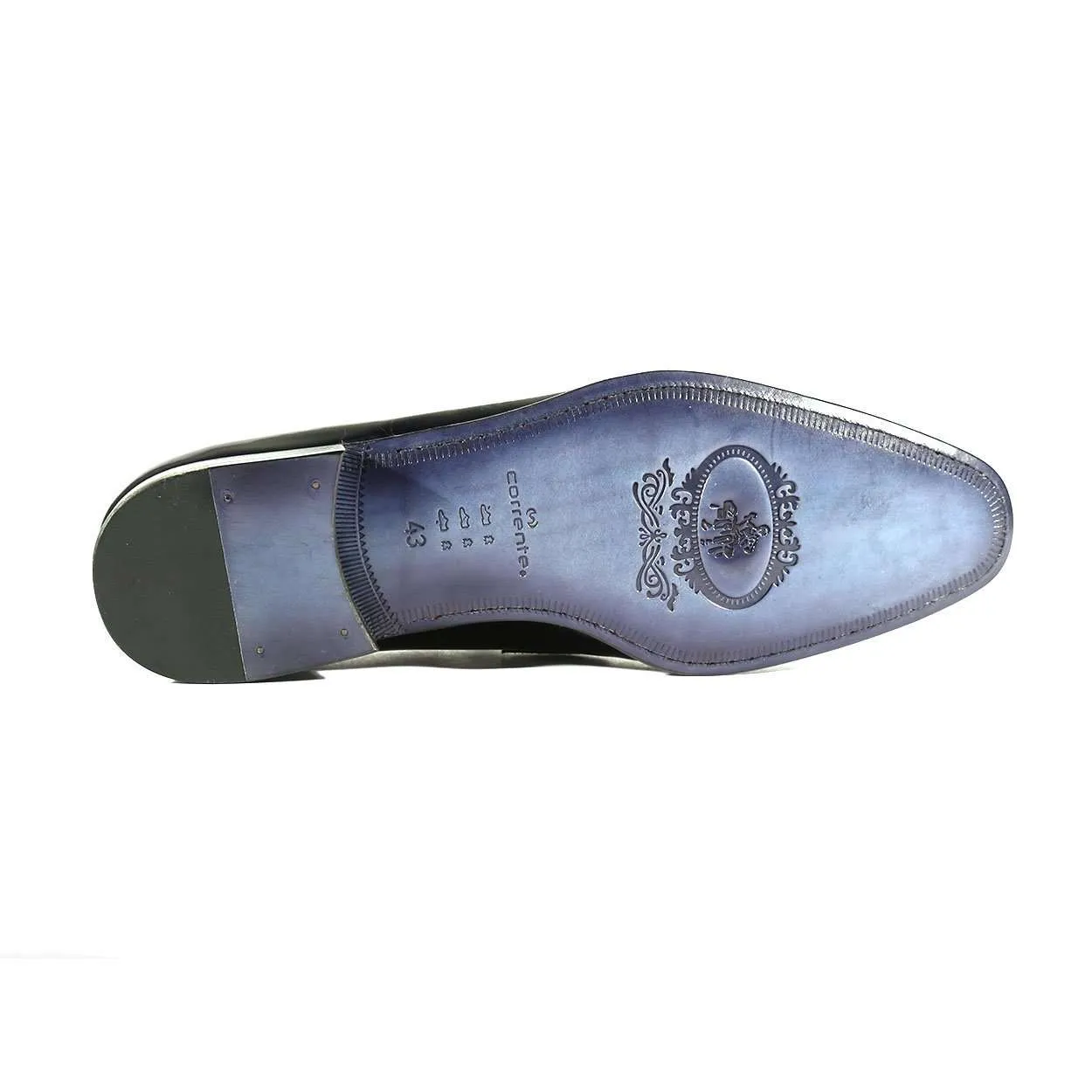 Corrente C129-3711HS Men's Designer Shoes Navy Blue Patent Leather Loafers (CRT1010)