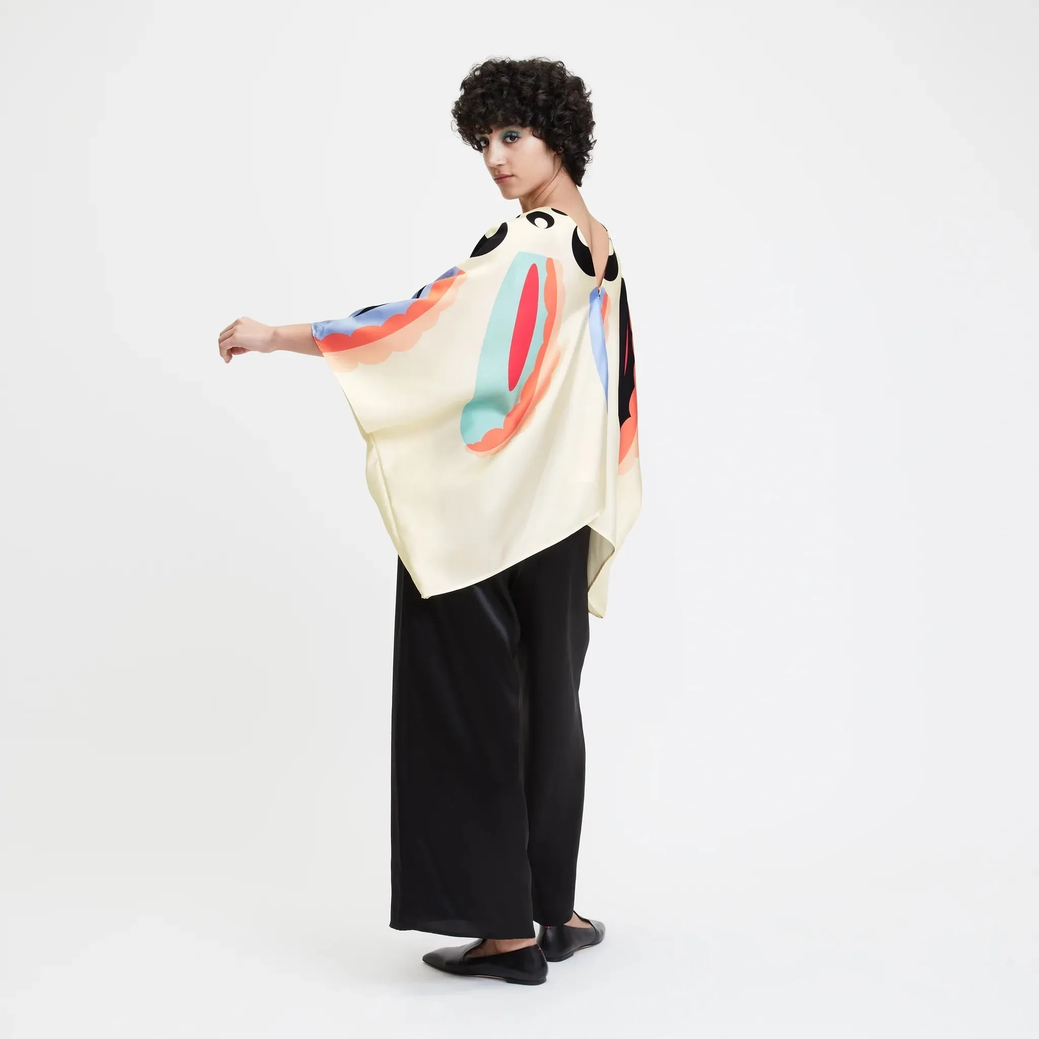Cream Soft Silk Kaftan Co-ord Set