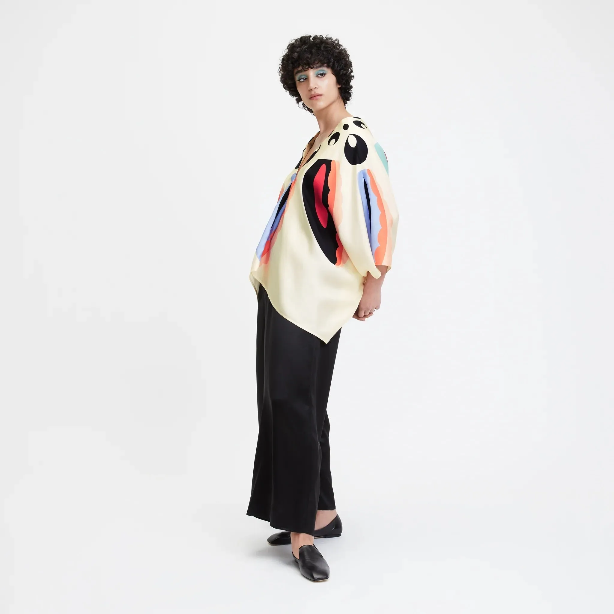 Cream Soft Silk Kaftan Co-ord Set