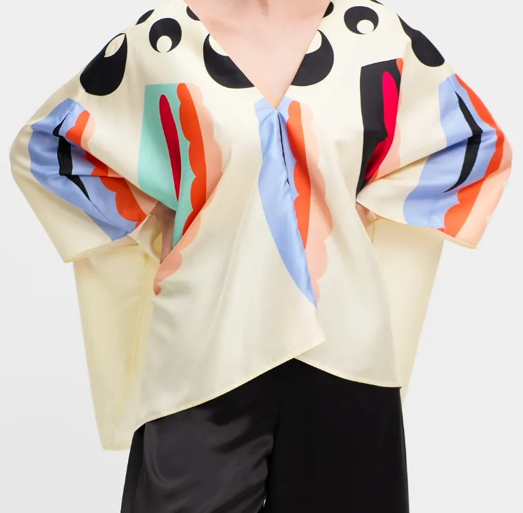 Cream Soft Silk Kaftan Co-ord Set