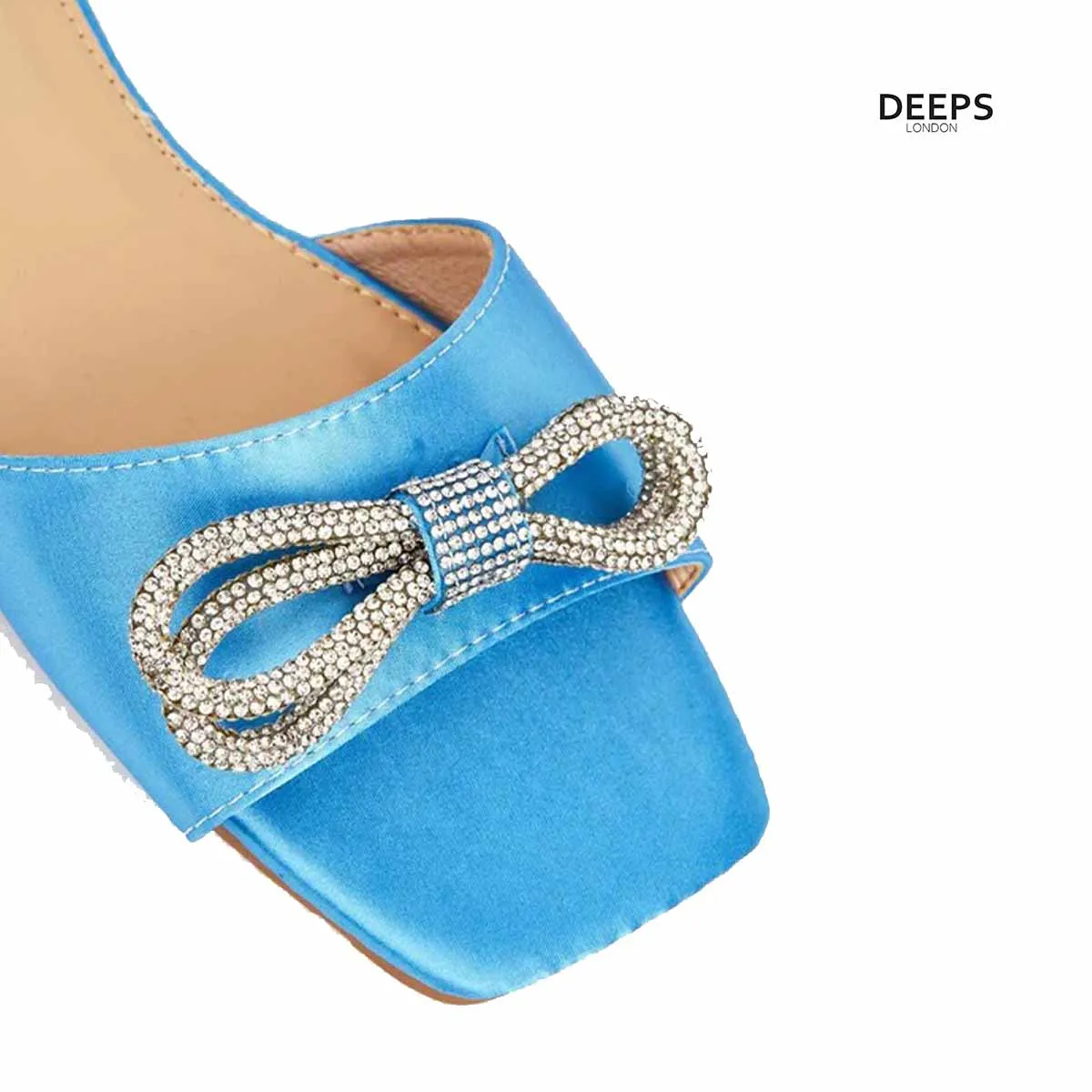 EMANI - WOMEN'S SATIN FLAT FORM SLIDERS WITH DIAMANTE BOW