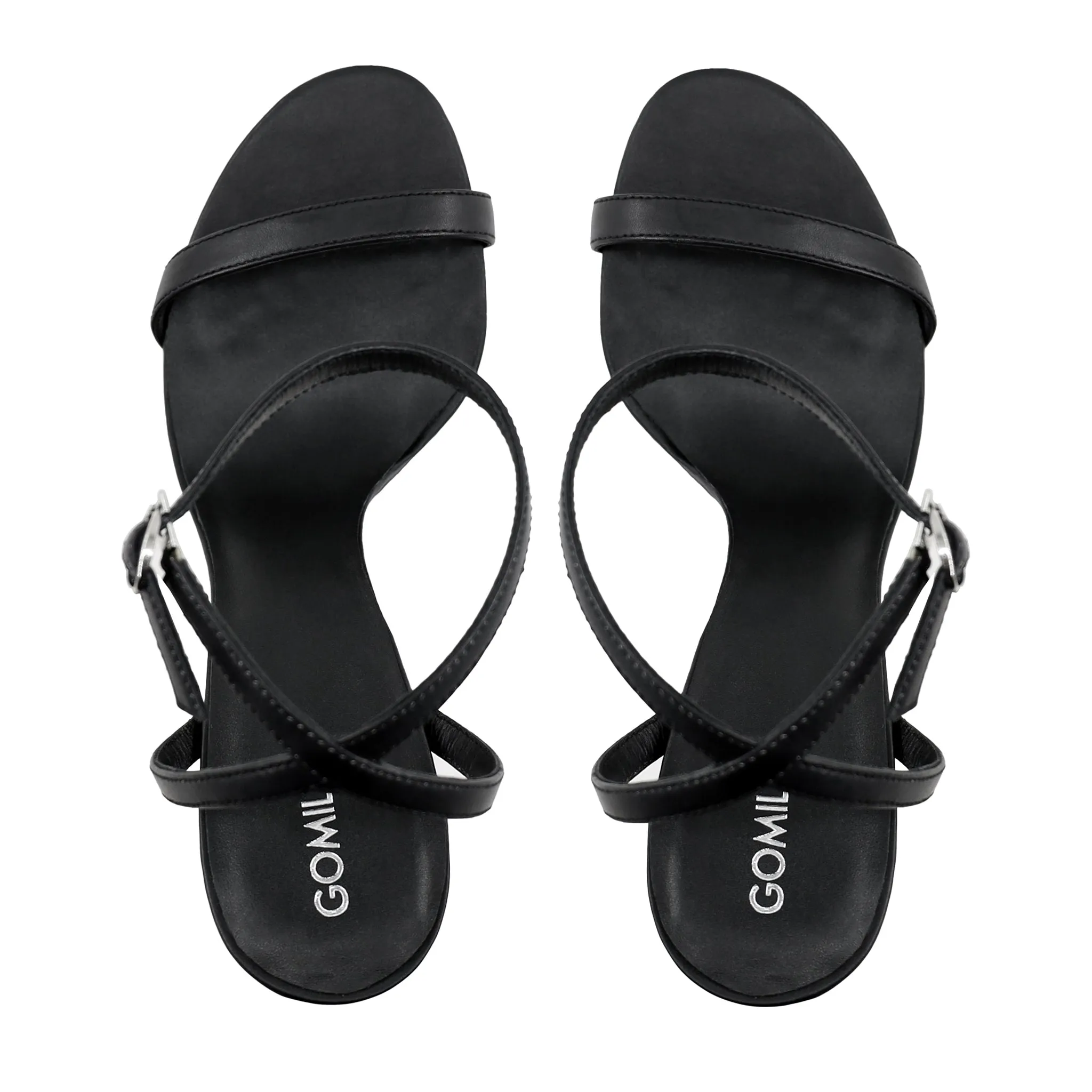 Emilia - Women's Black Strapped Heels