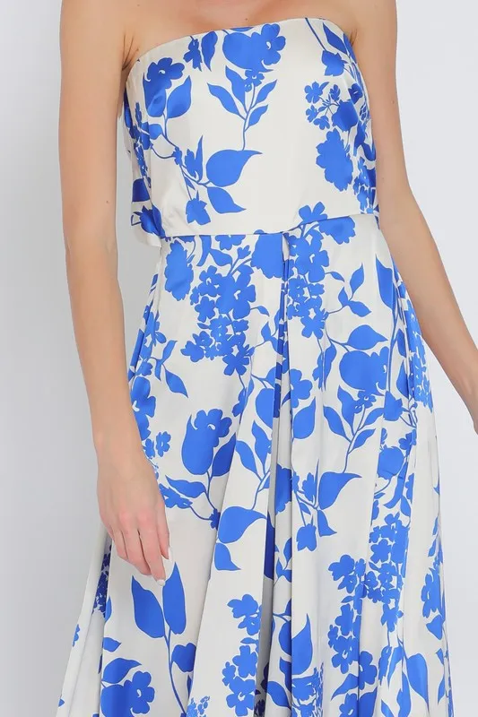 Francis Sleeveless Floral Print Wide Leg Jumpsuit Blue