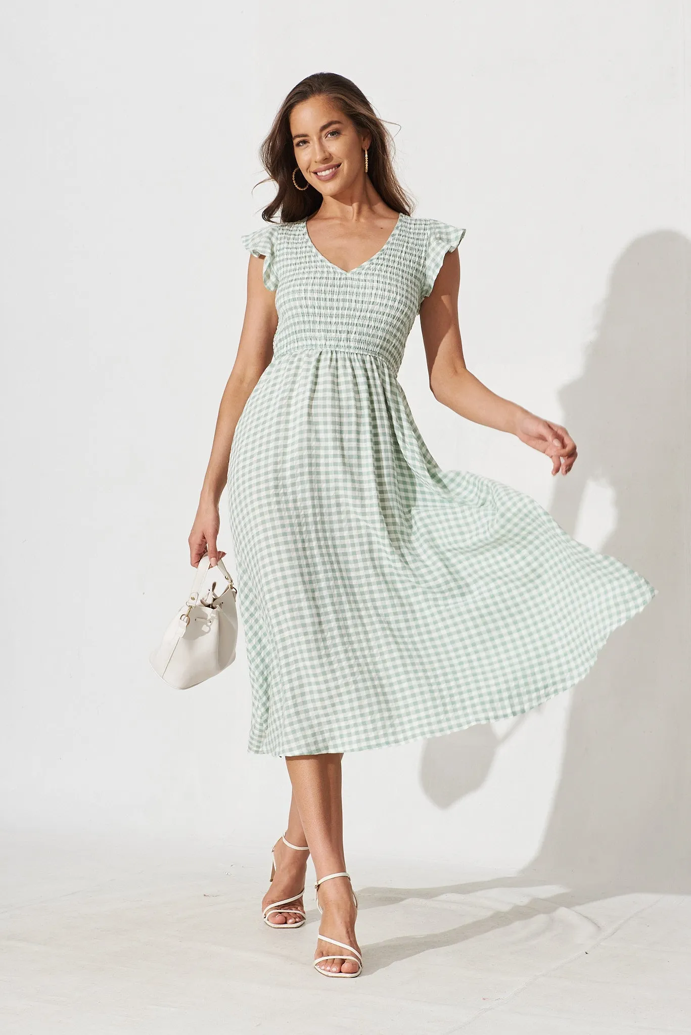 Green Gingham Midi Dress - Jeannie Style