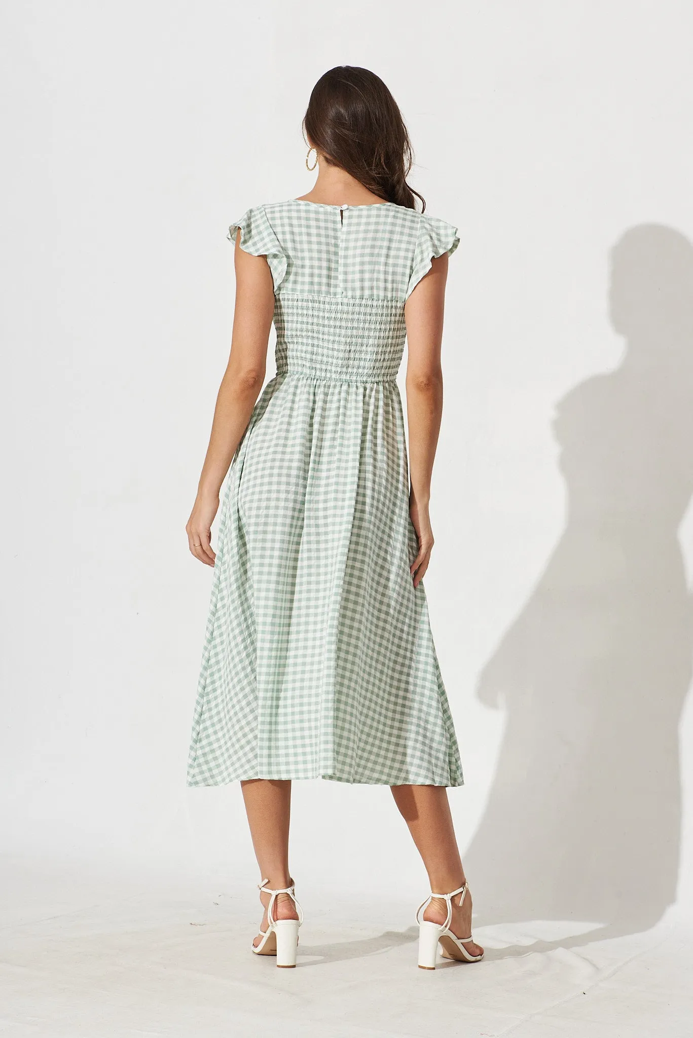 Green Gingham Midi Dress - Jeannie Style