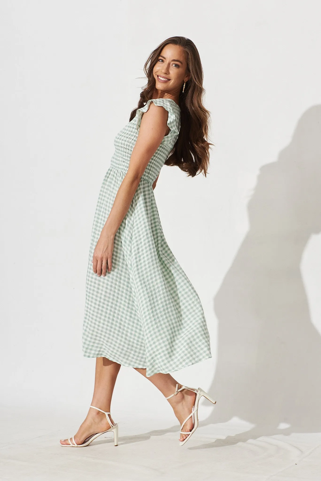 Green Gingham Midi Dress - Jeannie Style