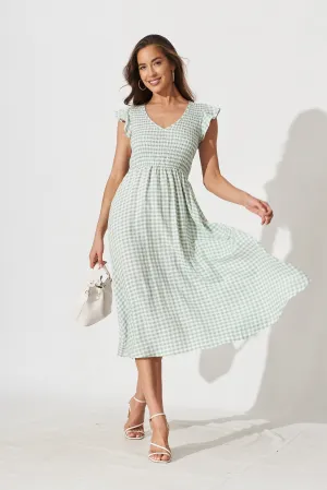 Green Gingham Midi Dress - Jeannie Style