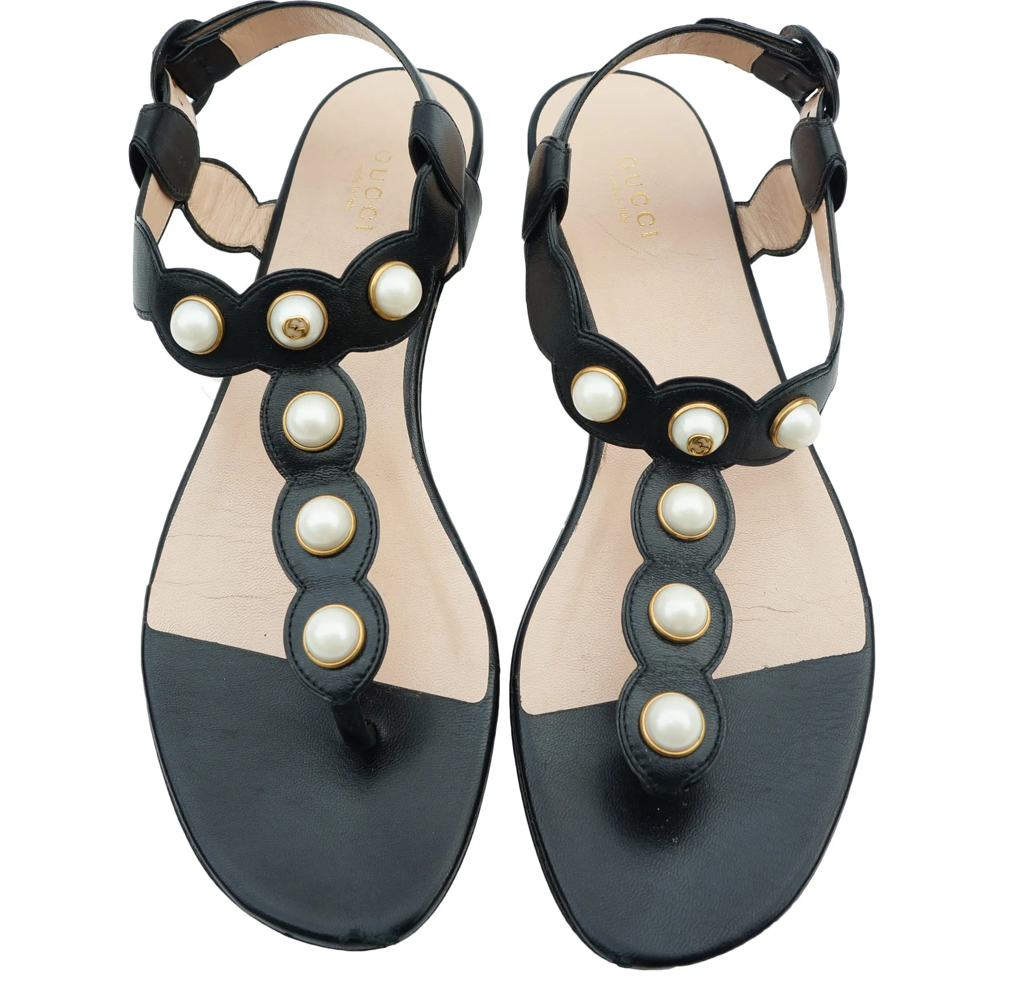 GUCCI 2016 WILLOW PEARL THONG SANDALS