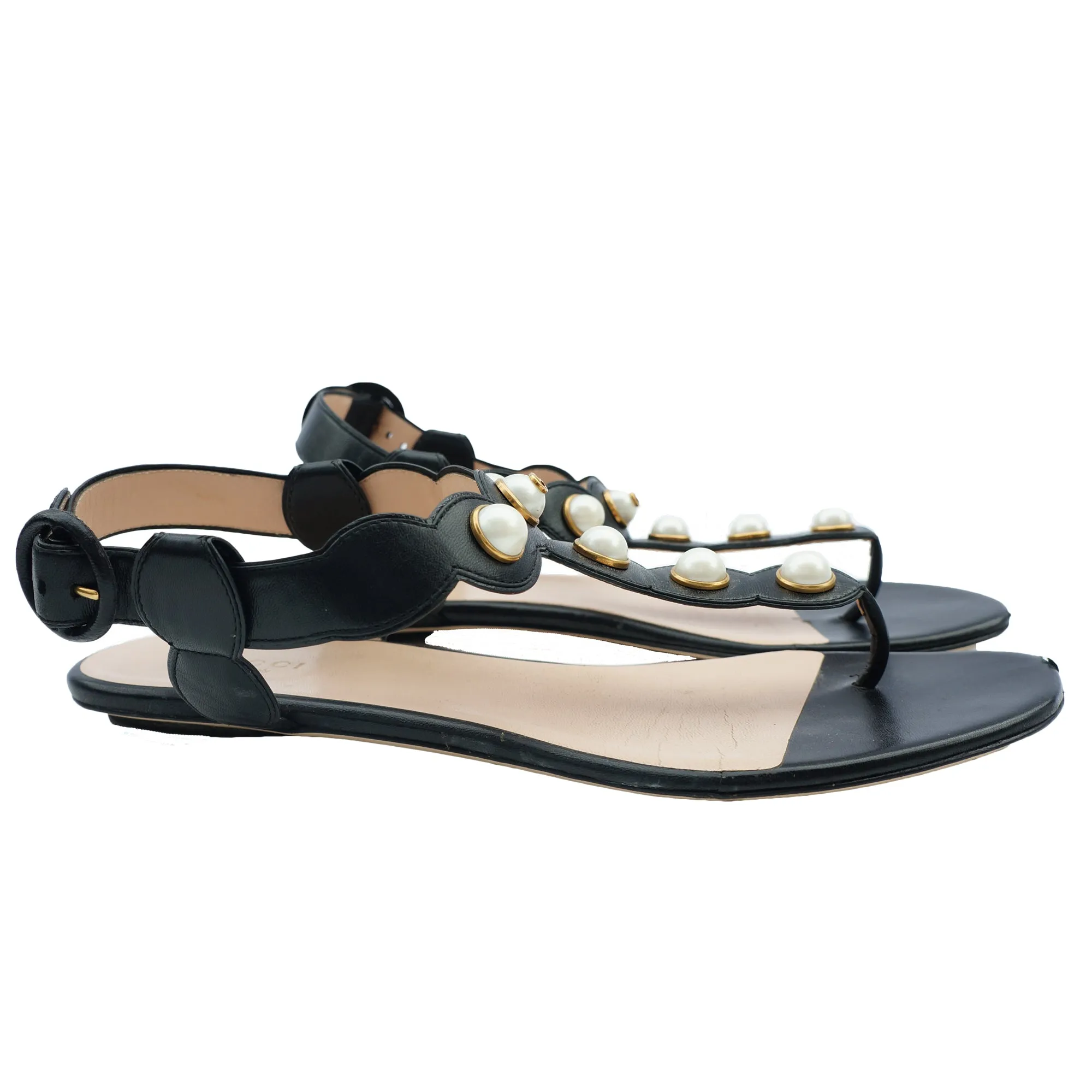 GUCCI 2016 WILLOW PEARL THONG SANDALS