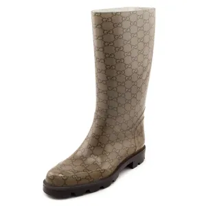 Gucci Monogram Beige Monogram Rubber Rain Boots Size US 9 | EU 39