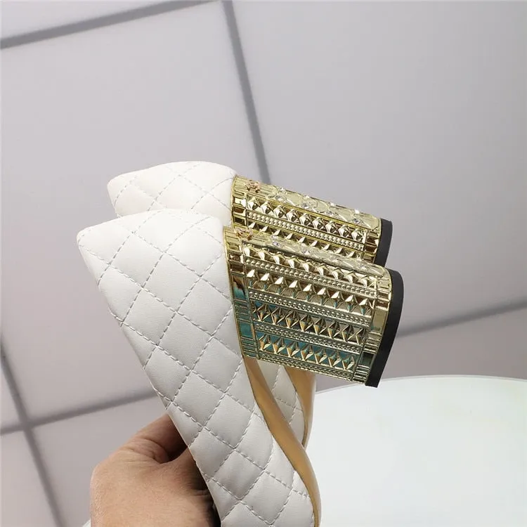 High-end 0 Genuine Leather Crystal Bling Luxury High Heels