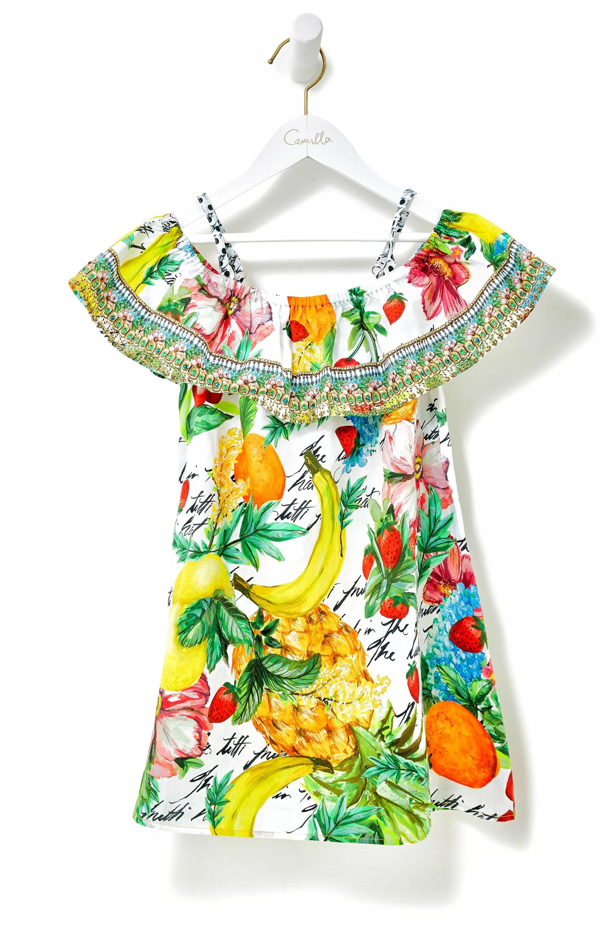 KIDS RUFFLE DRESS THERE'S NO PLACE LIKE RIO