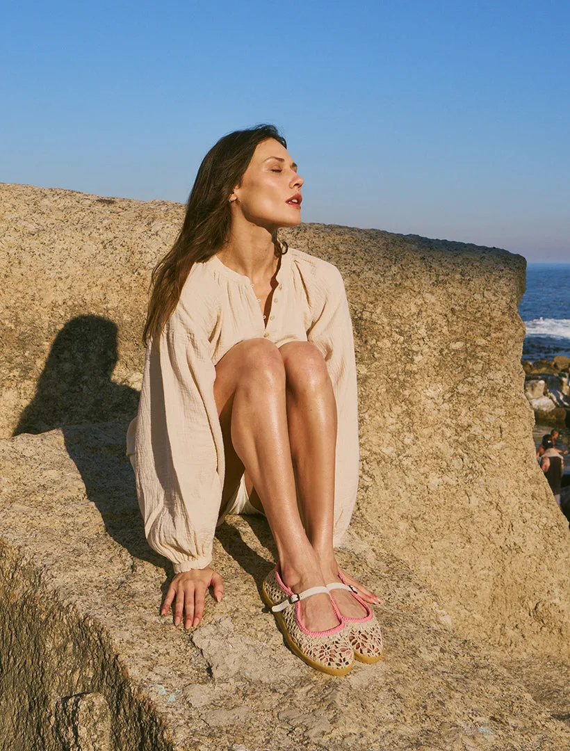 Knott Hand-Crocheted Mary Jane Flats Natural Baby Pink - Preorder - Ships 21 March 25