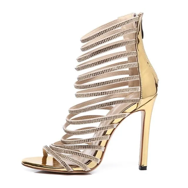 Luxury Crystal Gladiator Heeled Sandal