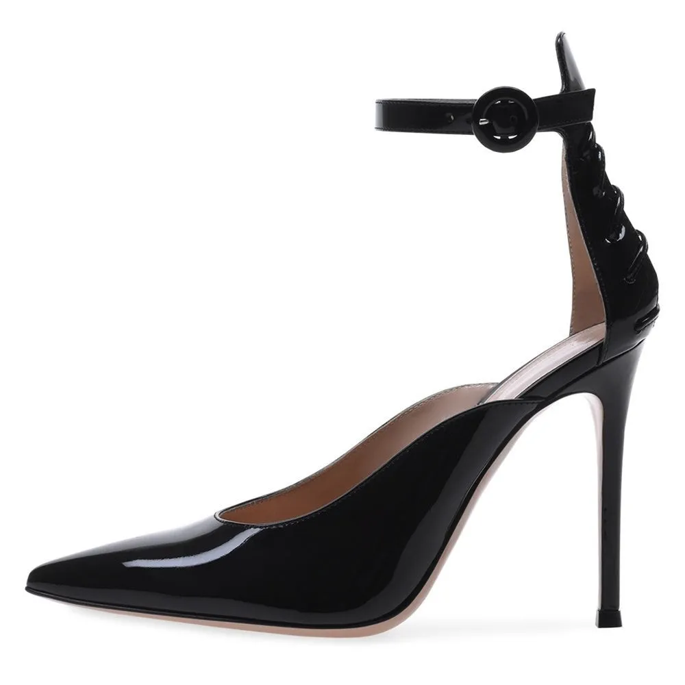 Luxury Pointed Toe Buckle Back Cross High Heels