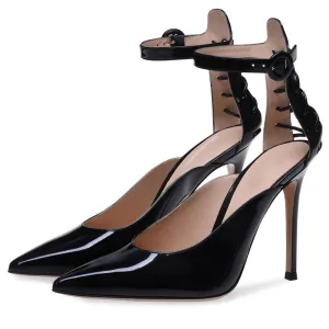 Luxury Pointed Toe Buckle Back Cross High Heels