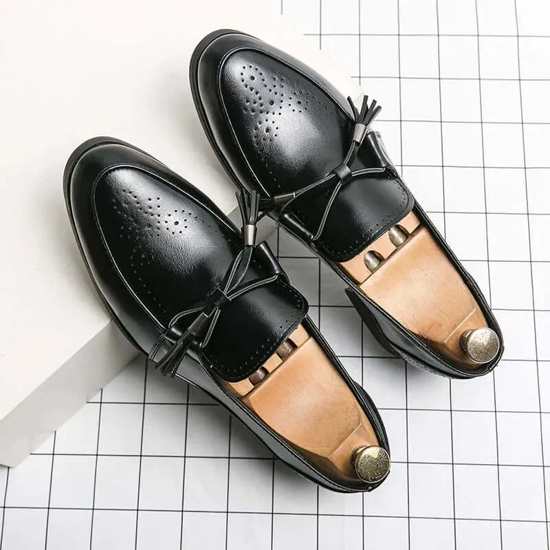 Men's Leather Loafers with Tassel Accent