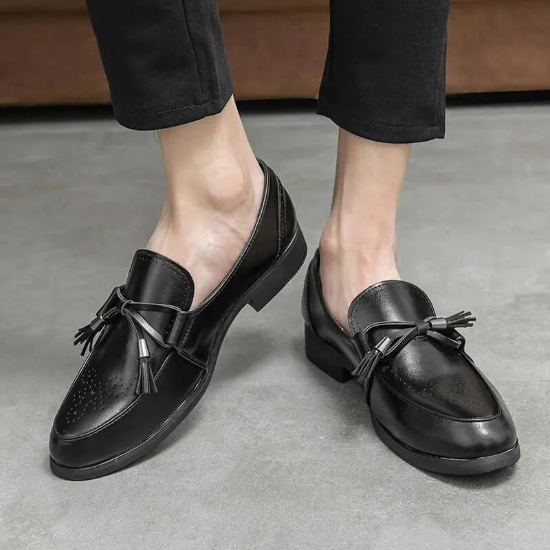 Men's Leather Loafers with Tassel Accent
