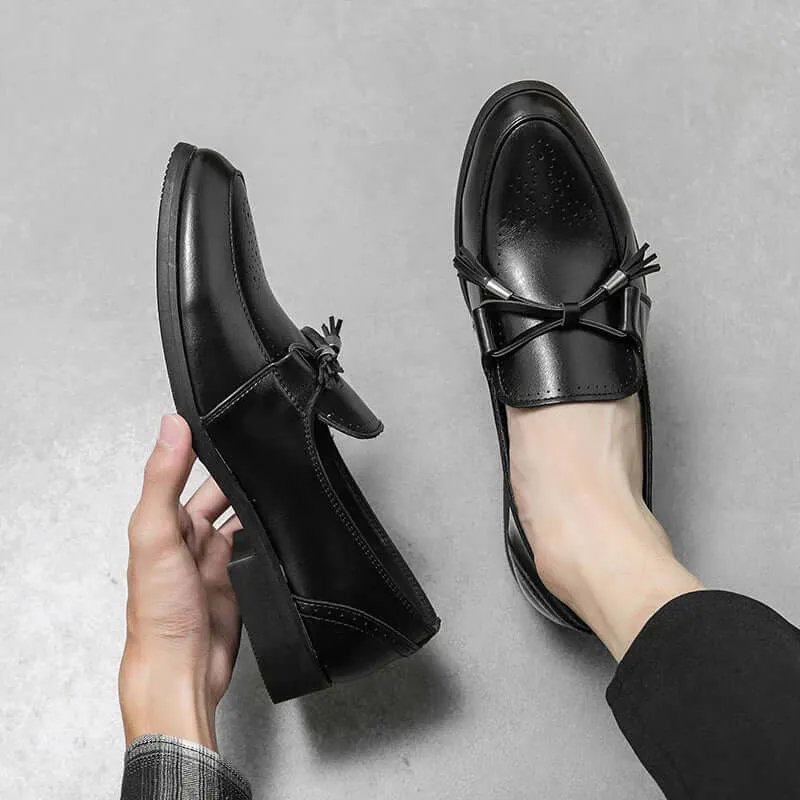 Men's Leather Loafers with Tassel Accent