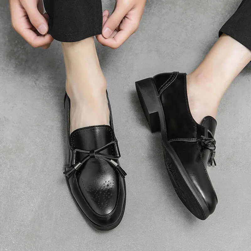 Men's Leather Loafers with Tassel Accent