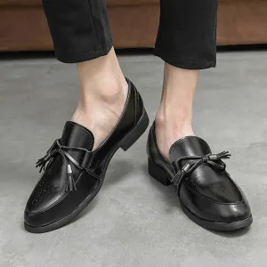 Men's Leather Loafers with Tassel Accent
